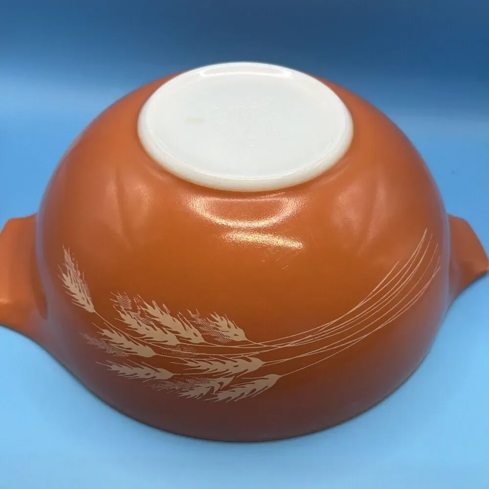 Vintage Pyrex Autumn Harvest Orange Wheat Cinderella Mixing Bowl 2.5 Qt 443